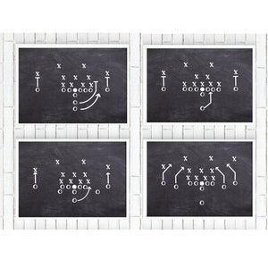 Football PRINTABLES (set of 4 plays) for Boy’s Room Printable Plays for Party Decoration, Football Play Sign for Sports Nursery Wall Decor