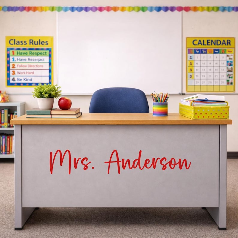 Custom Teacher Name Vinyl Decal Personalized Classroom Elementary ...