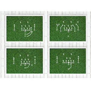 フットボールプレイブック 印刷可能なウォールアート (プレイ4枚セット) 子供部屋やプレイルーム用 スポーツ用フットボールポスター 保育園アート 幼児部屋用