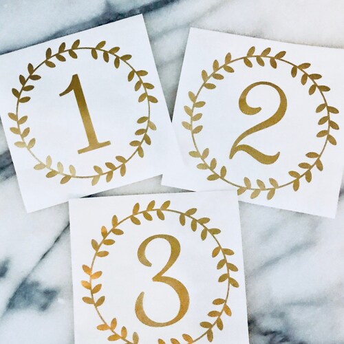 Table Number Sticker Elegant Wedding Reception Vinyl Decal Etsy