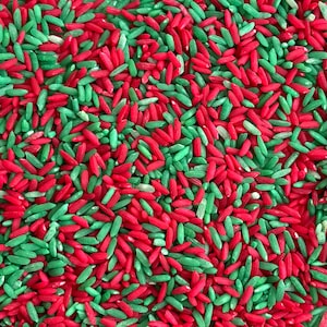Christmas Colored Rice for Kids Sensory Filler DIY Sensory Kit Rice for Cute Christmas Activity Red and Green Sensory Bin for Pretend Play