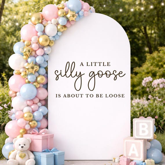 A Silly Goose Baby Shower Decal for Welcome Arch Backdrop Decal Goose On The Way Vinyl Sticker A Little Silly Goose is Almost Loose Theme