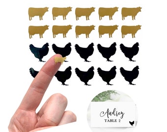 Catering Meal Choice Sticker (Set of 10) Food Identification Label for Party Meal Markers Entree Sticker Unique Beef Chicken Meal Icons
