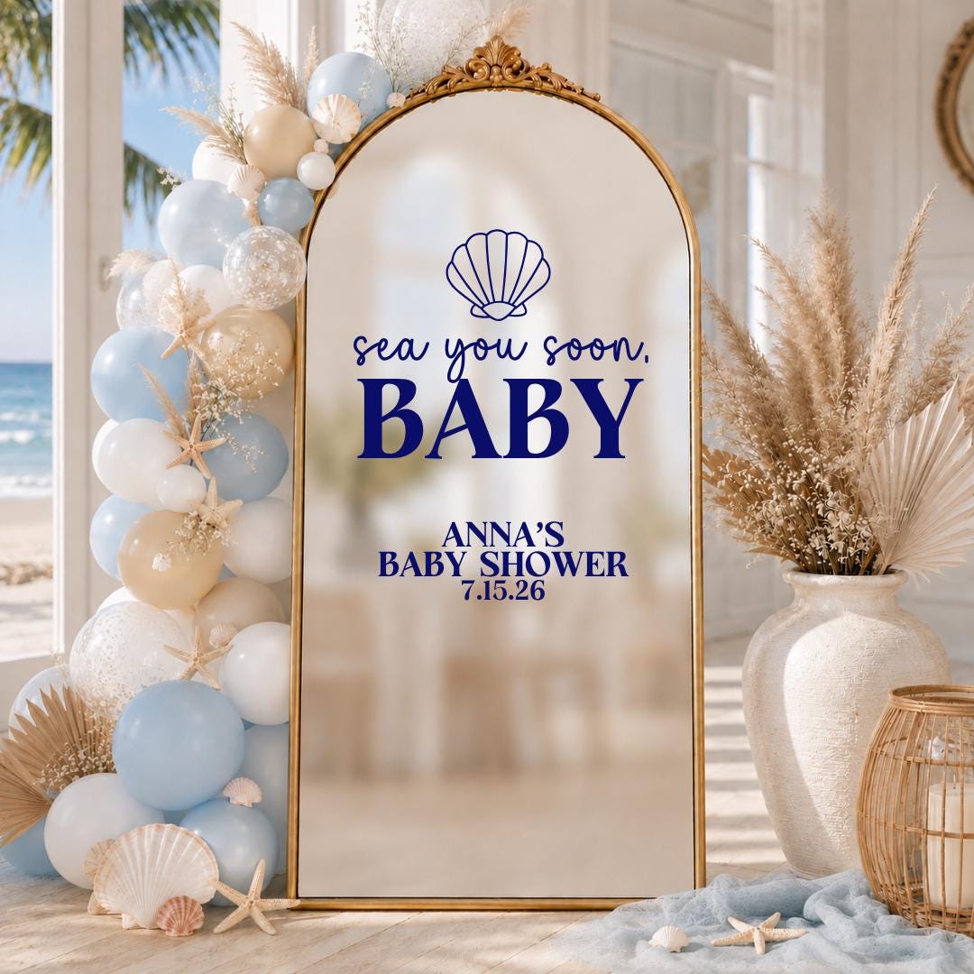 Sea You Soon Baby Shower Decal Beach Baby Custom Vinyl for Mirror Sea ...