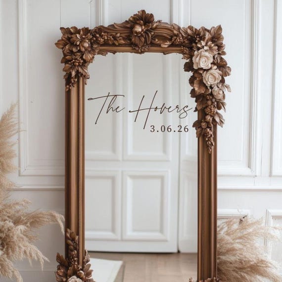 Custom Last Name Wedding Decal for Mirror Wedding Vinyl Established Date Decal for Wedding Mirror Decal Wedding Name Date for Custom Sign