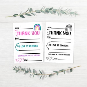 Rainbow PRINTABLE Thank You Cards for Kids INSTANT DOWNLOAD Fill in the ...