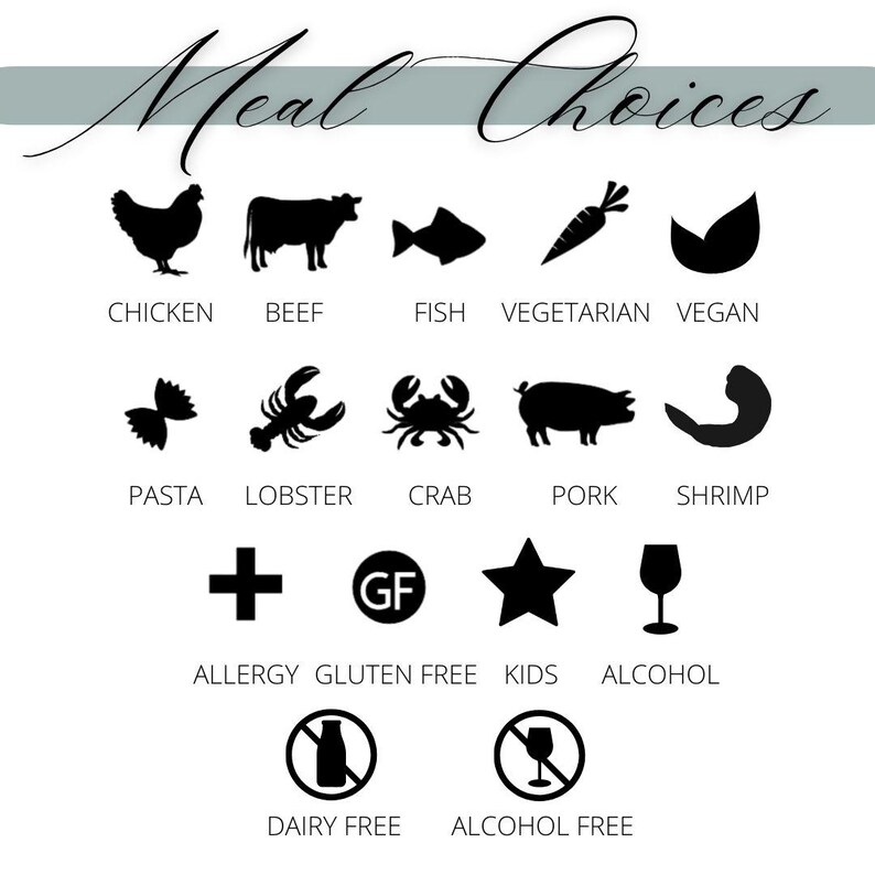 Meal Choice Stickers (Set of 100) Bulk Wedding Meal Stickers Place Card Meal Stickers Wedding Meal Indicator Food Choice Sticker Food Labels image 2