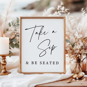 Take a Sip Wedding Drink Decal for Champagne Seating Chart Sign for Wedding Cocktail Hour Sip & Be Seated Decal for Reception Champagne Wall