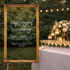 Modern Wedding Detail Personalized Unplugged Sign Script Vinyl Lettering