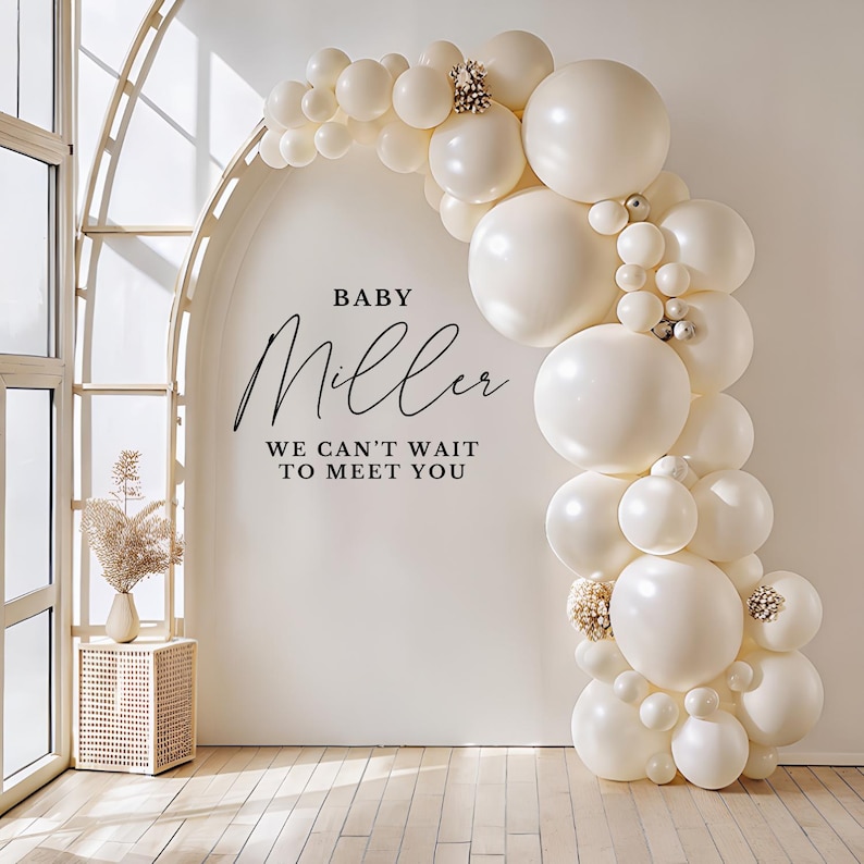 Baby Name Decal We Cant Wait to Meet You Baby Sign Decal for Custom Baby Shower Mirror Decal Welcome Baby Shower Decal for Mirror Baby image 3