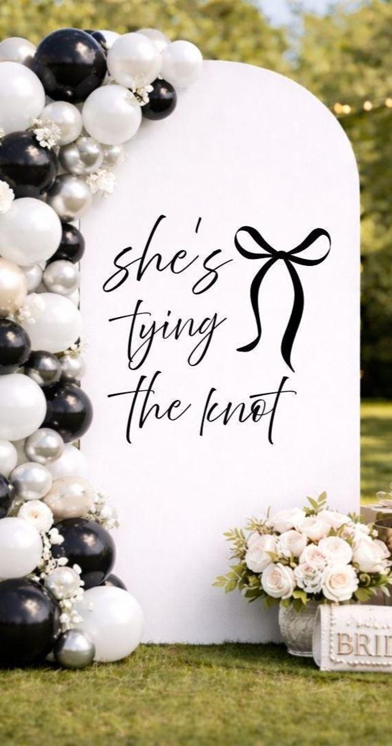 Wedding shower welcome sign decal with bow theme lettering