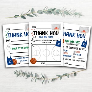 Basketball DRUCKBARE Kinder Dankeskarten für Kleinkind Geburtstag Digitale Designvorlage für druckbare Aktivität Vorschule Füllen Sie die Lücke