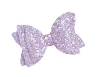 Lavender Pearl Hair Bow | Glitter Hair Bow | Hair Clip | Girls Hair Bow