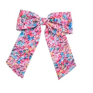 Sprinkles Galore Hair Bow | Hand Tied Fabric Hair Bow | Sailor Bow | Big Hair Bow | Hair Clip | Girls Hair Bow | Long Tails Bow