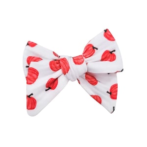 Ribbed Pumpkins Hair Bow | Hand Tied Fabric Hair Bow | Hair Bow | Hair Clip | Girls Hair Bow