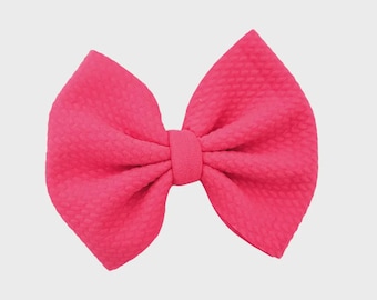 Hot Pink Fabric Hair Bow | Bullet Hair Bow | Big Hair Bow | Hair Clip | Girls Hair Bow