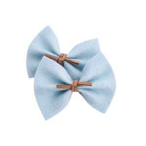 Barely Blue Piggie Bow Set | Pigtail Hair Bows | Piggie Bow Set | Mini Bows | Hair Clip | Girls Hair Bow | Felt Hair Bows