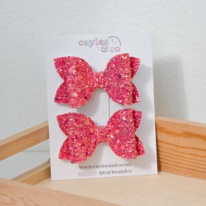 Kürbis-Schimmer Schweinchen Bogen-Set | Zopf-Haarbögen | Schweinchen Bogen Set | Mini Bögen | Haarspange | Mädchen Haarschleife | Glitzer Bögen