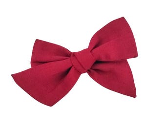 Fiocco per capelli in lino Merlot / Fiocco per capelli in tessuto annodato a mano / Fiocco per capelli / Fermaglio per capelli / Fiocco per capelli per ragazze