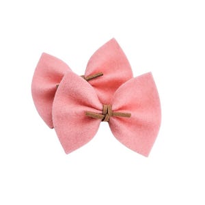 Pfirsich Schweinchen Bogen Set | Zopf-Haarbögen | Schweinchen Bogen Set | Mini Bögen | Haarspange | Mädchen Haarschleife | Filz Bögen im Haar