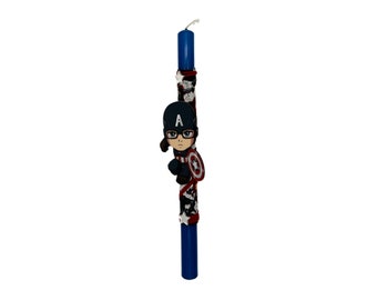 Captain America Orthodox Easter Candles Greek Lambades Handmade Lambada