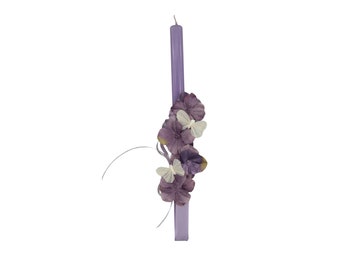 Lilac Hydrangea with Butterflies Orthodox Easter Candles Greek Lambades Handmade Lambada