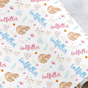 Papel de regalo para el bautizo del padrino, papel de regalo para el bautismo, papel de regalo para la madrina
