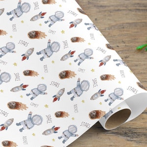 Carta da regalo spaziale, carta da regalo astronauta astronave, divertente rotolo regalo pianeta novità Regno Unito, carta da regalo per baby shower compleanno bambini, decopatch