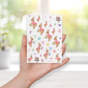 Stickervel Pasen x 1, Pastel Kids Egg Hunt, stickervellen schattige zoete aquarel, dagboek Planner Dagboek konijn alternatief cadeau