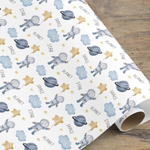 Carta da regalo spaziale, carta da regalo con astronauta di astronave aliena, divertente rotolo regalo con pianeta novità nel Regno Unito, carta da regalo per baby shower e compleanni per bambini, decopatch