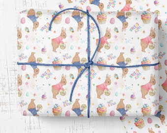 Easter Rabbit Wrapping Paper: Bunny Gift Wrap Sheets