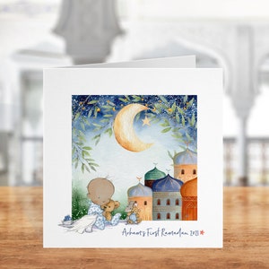 Biglietto Ramadan personalizzato - Eid bambine, primi biglietti Eid mubarak, biglietto di auguri islamico Kareem, festa musulmana, festa per bambini ramadan
