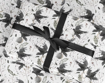 Black Raven Wrapping Paper: Wiccan Witchcraft Gift Wrap