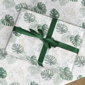Geschenkpapierrolle, tropisches Blatt, Regenwald Amazonit Schweizer Käse Pflanze, Monstera deliciosa, tropische Wälder Mexiko