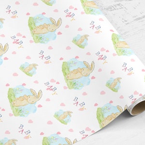 Papier cadeau bébé lapin, emballage cadeau de Pâques pour nouveau-né, lapins de Pâques 1er cadeau de Pâques de la petite-fille et petit-fils de nounou * 20