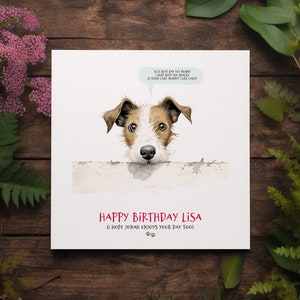 Biglietto di auguri di compleanno Jack Russell, cane personalizzato di qualsiasi età, divertente biglietto di auguri per torta di compleanno per cani, compleanno di un amico peloso, festa con Jack Russell Terrier