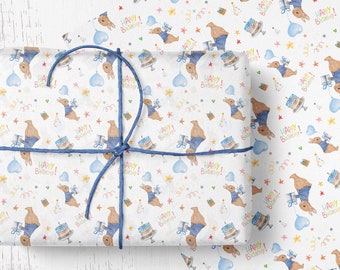 Rabbit 1st Birthday Wrapping Paper: Boy's Gift Wrap