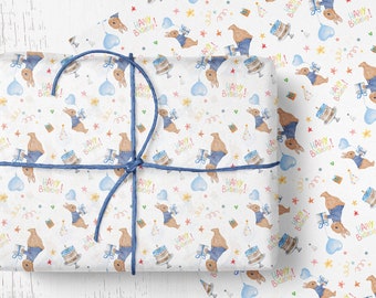 First Birthday Boy Wrapping paper, Rabbit design, 1st Birthday Boy Wrapping paper, wrapping paper for boys, girls birthday paper, gift wrap