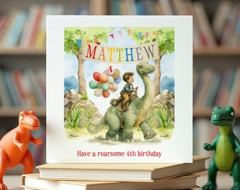 Any Age Birthday Card for Boys, Dinosaur Card Brachiosaurus