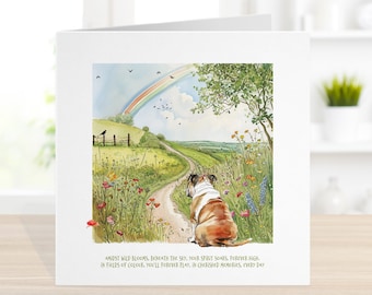Een herdenkingskaart voor elke rashond, regenboogbrug kaart verlies huisdier dier rouwkaart, sorry voor je verlies hondenkaart, ingeslapen kaart,