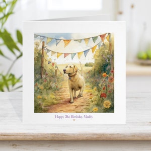 Carte d'anniversaire du Labrador, animal de compagnie de chien personnalisé tout âge, carte d'anniversaire de chien pour, anniversaire de furbaby, carte d'anniversaire de laboratoire jaune, noir disponible aussi