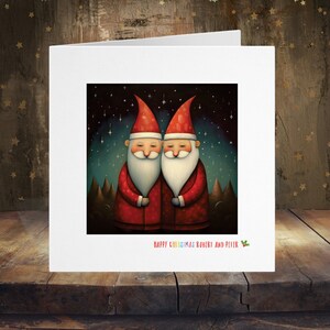 Carte de Noël gay, fierté lgbtq+ du père Noël, couple gay hommes hommes, MLM 0,1