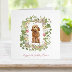 Any breed dog or cat Birthday Card, Personalised dog birthday card, watercolour wrapping paper, 18th 21st 40th 60th 70th 80th 100th card,