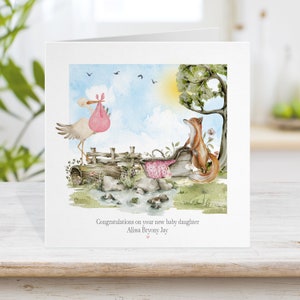 Carte pour nouveau-né, garçon fille neutre entre les sexes, rose bleu gris, félicitations fils fille, baptême, baptême, cartes pour bébé et femme enceinte n° 4