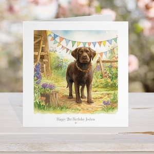 Chocolade labrador verjaardagskaart, gepersonaliseerde hond huisdier elke leeftijd, hond verjaardagskaart voor, furbaby verjaardag, lab verjaardagskaart,