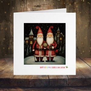Carte de Noël gay, fierté lgbtq+ du père Noël, couple gay hommes hommes, MLM 0,8