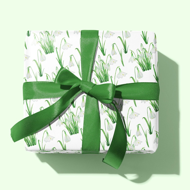 classic and pretty paper spring luxury gift wrap sheets mothers day wrapping Design 2 Snowdrop wrapping paper botanical wrapping paper