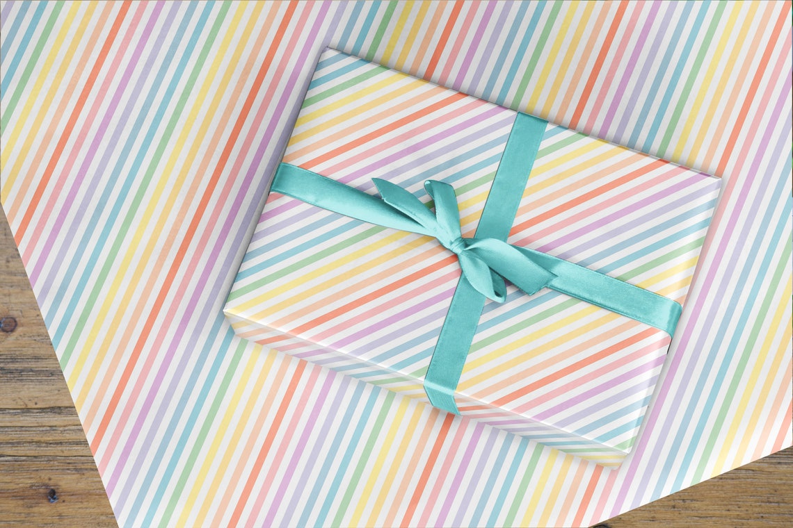 Pastel wrapping paper stripe wrapping paper colourful luxury Etsy