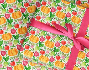 Vegetable Garden Wrapping Paper: Pumpkin, Tomato, Onion