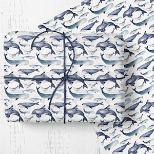 Papel para envolver regalos con temática de ballenas, papel para envolver regalos con temática submarina, papel para envolver regalos de diseñador, ¡envuelva los regalos de sus pescadores en un hermoso papel con temática de peces!